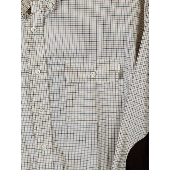Ralph Lauren Men size XL Plaid Button Up Shirt Suede Elbow Patches Equestrian - Picture 5 of 16